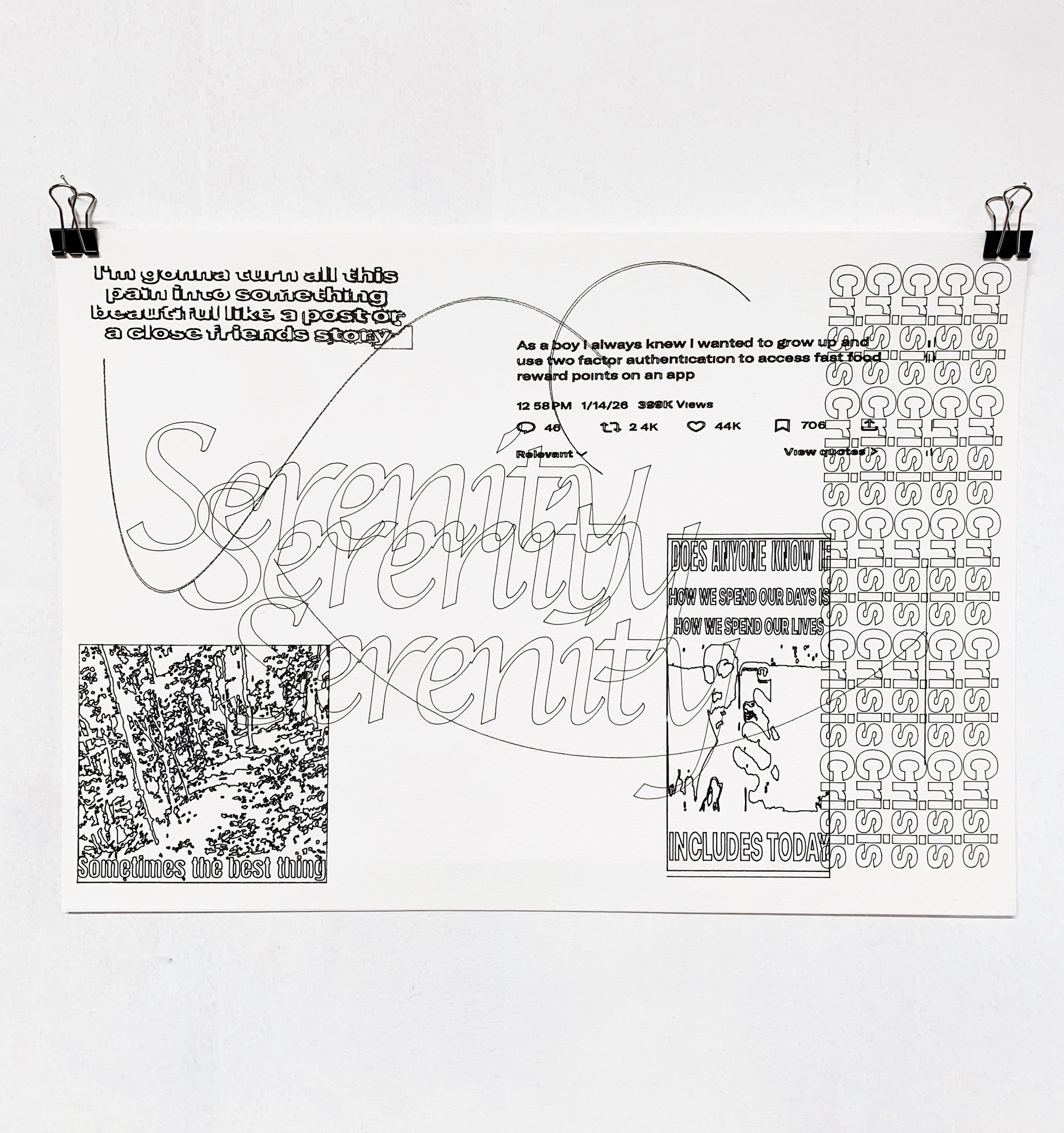 Does Anyone Know if How We Spend Our Days Is How We Spend Our Lives Includes Today, 2026, mechanical pen plot by Bryony Hillman
