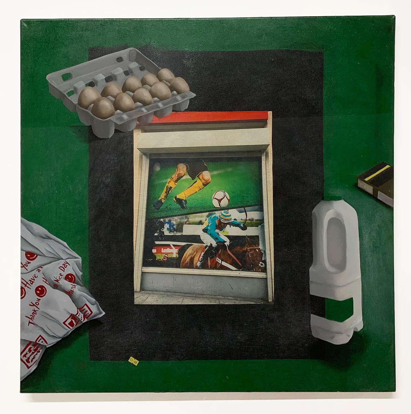Subject of Availability, 2023, oil and inkjet print on canvas, Instant Dream Home exhibition, by Bryony Hillman